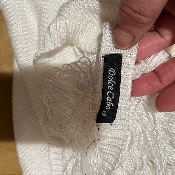 Dolce Cabo size XL Lightweight white crew neck 3/4 sleeve open back sweater - Picture 10 of 12